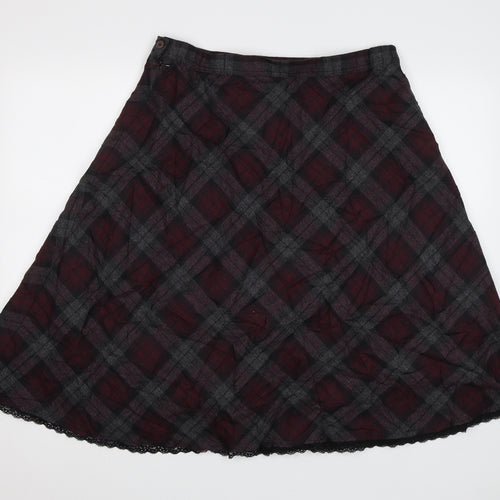 Preworn Womens Purple Check  A-Line Skirt Size 14