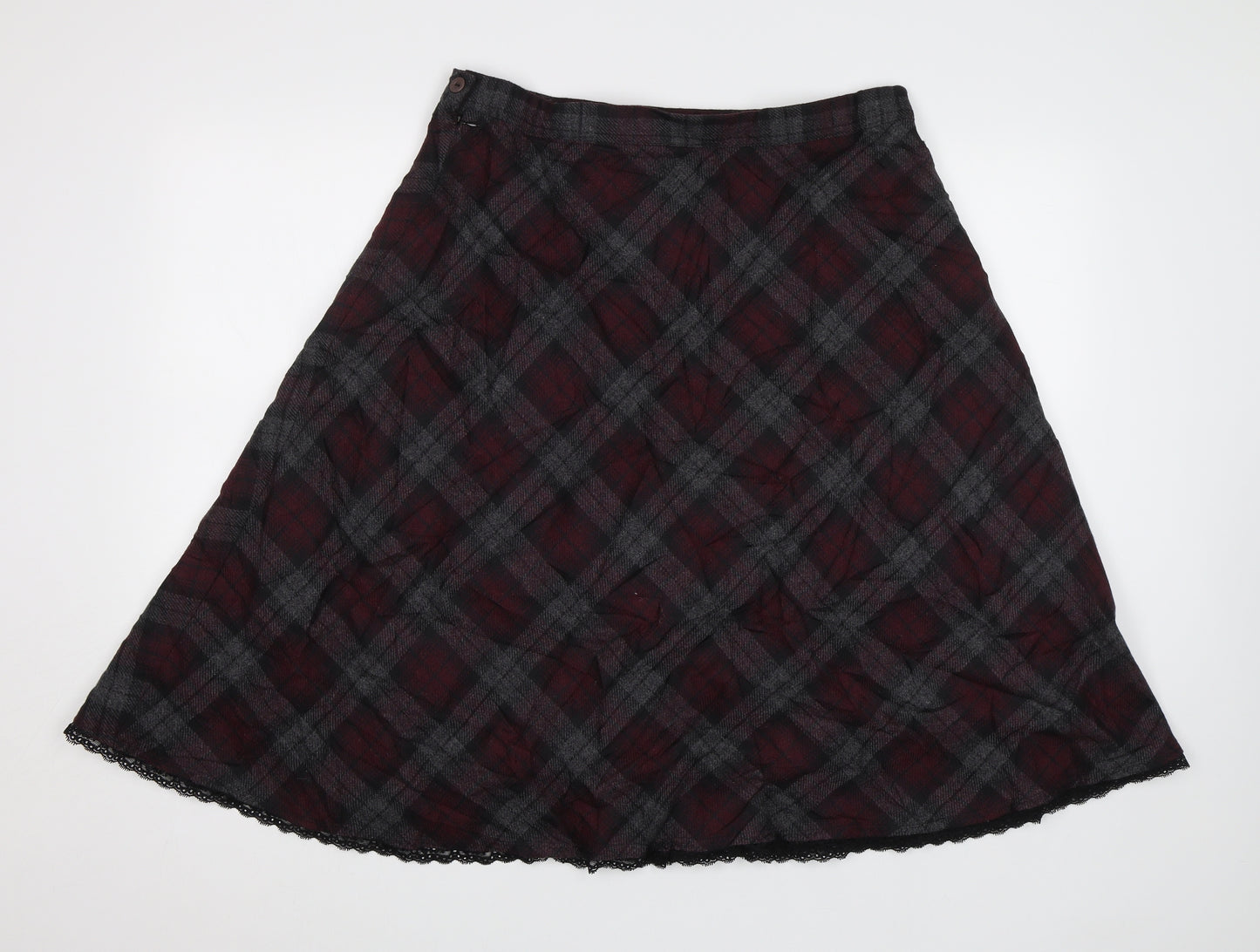 Preworn Womens Purple Check  A-Line Skirt Size 14