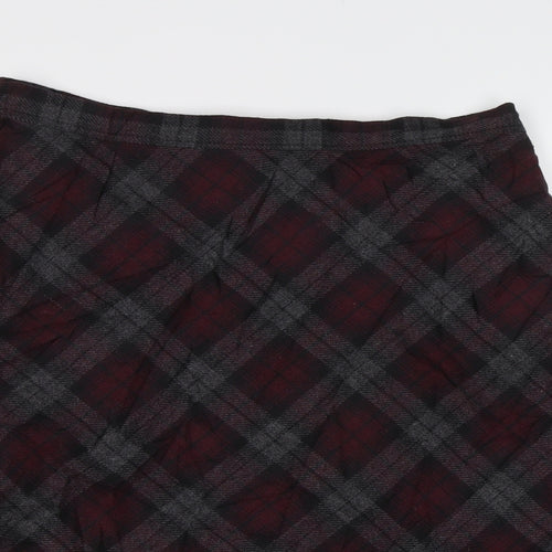 Preworn Womens Purple Check  A-Line Skirt Size 14