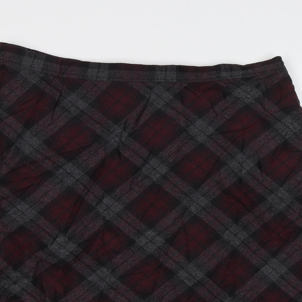 Preworn Womens Purple Check  A-Line Skirt Size 14