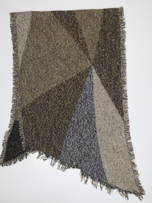 Front view of Preworn women’s brown geometric shawl/wrap