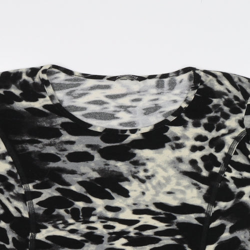 Alexandra Womens Black Animal Print  Basic Blouse Size 10