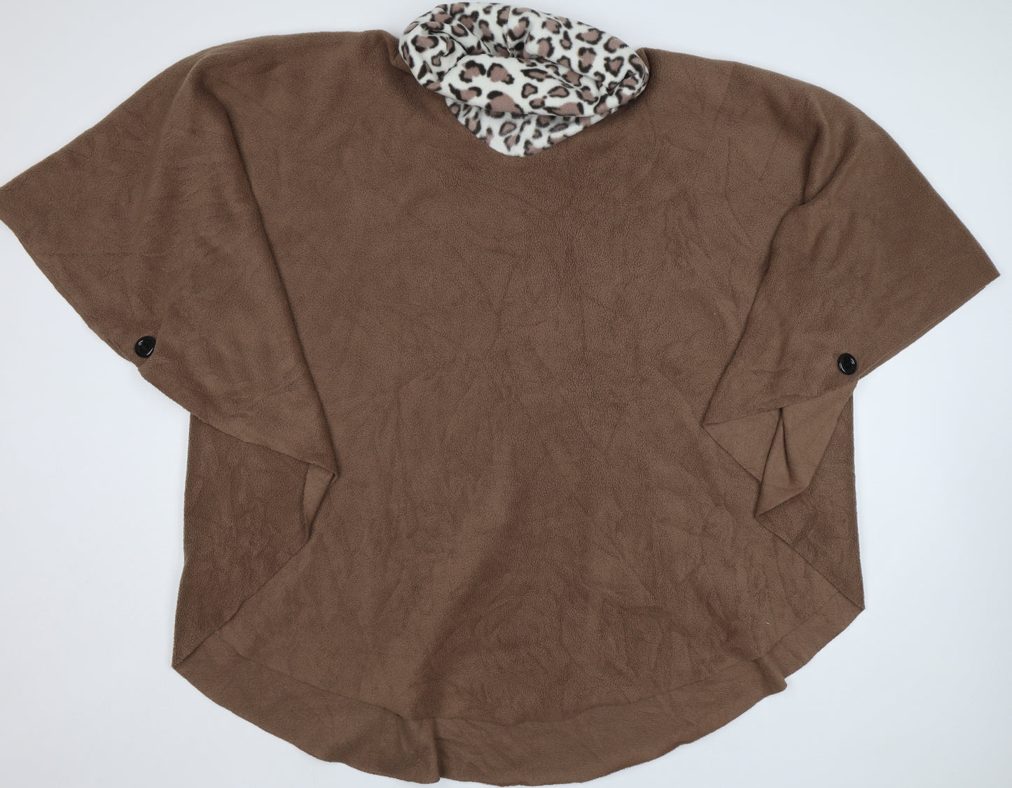 Preworn Womens Brown Animal Print  Parka Poncho One Size
