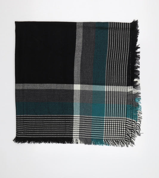 Front view of Preworn women’s green check shawl/wrap