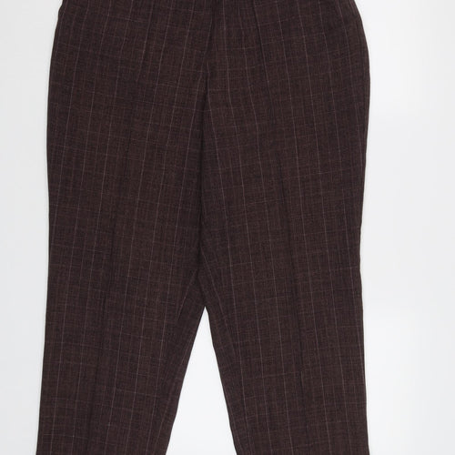 BM Womens Purple Check  Trousers  Size 16 L25 in - Elastic Waist Band