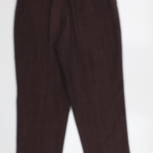 BM Womens Purple Check  Trousers  Size 16 L25 in - Elastic Waist Band