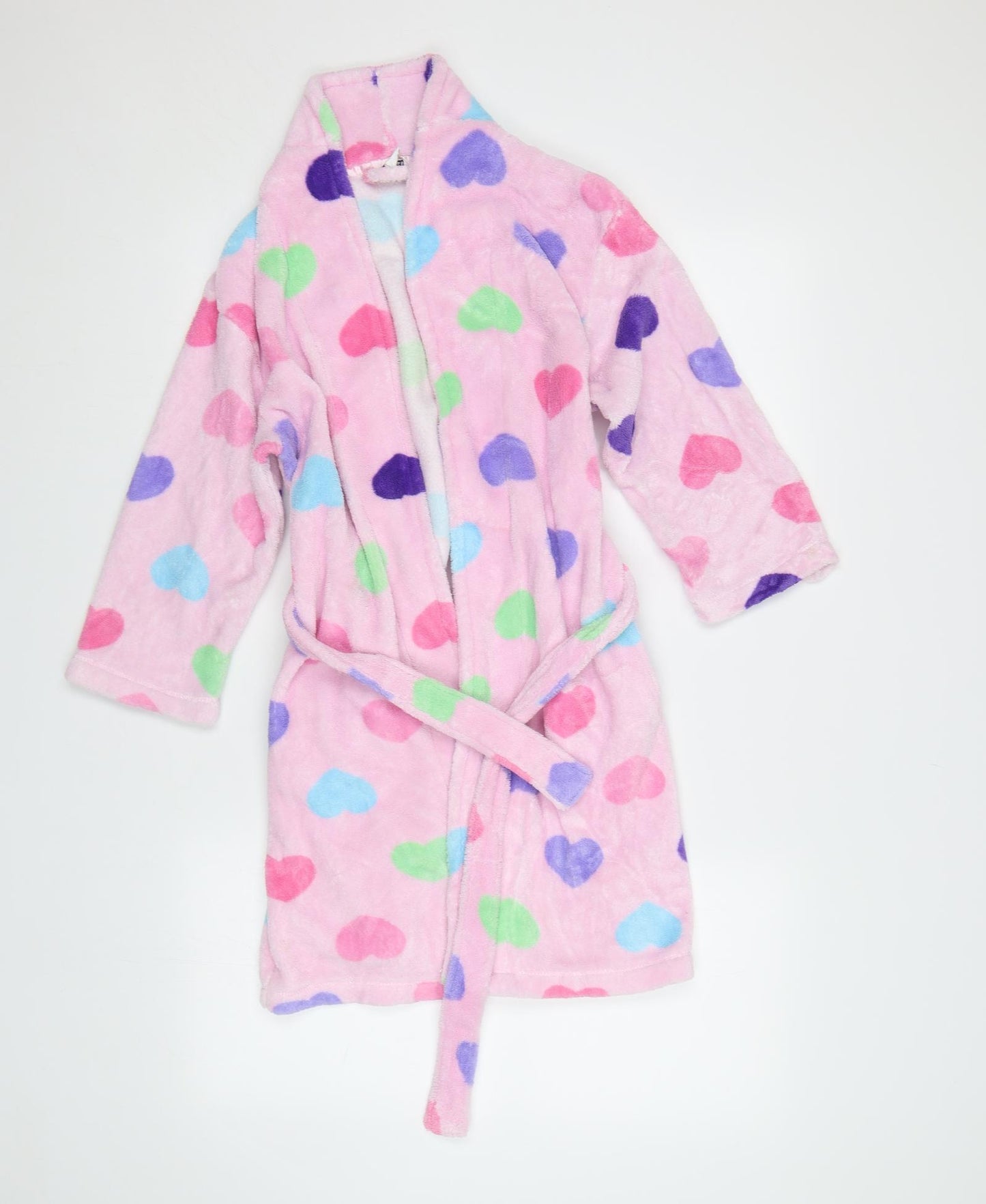 Primark Girls Pink Geometric  Kimono Robe Size 7-8 Years  - Hearts
