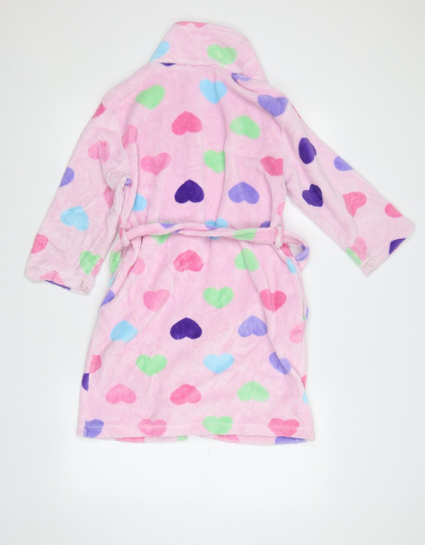 Primark Girls Pink Geometric  Kimono Robe Size 7-8 Years  - Hearts