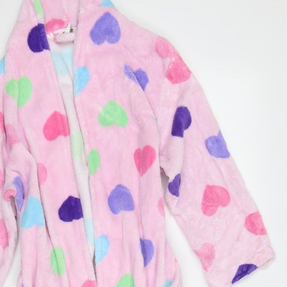 Primark Girls Pink Geometric  Kimono Robe Size 7-8 Years  - Hearts