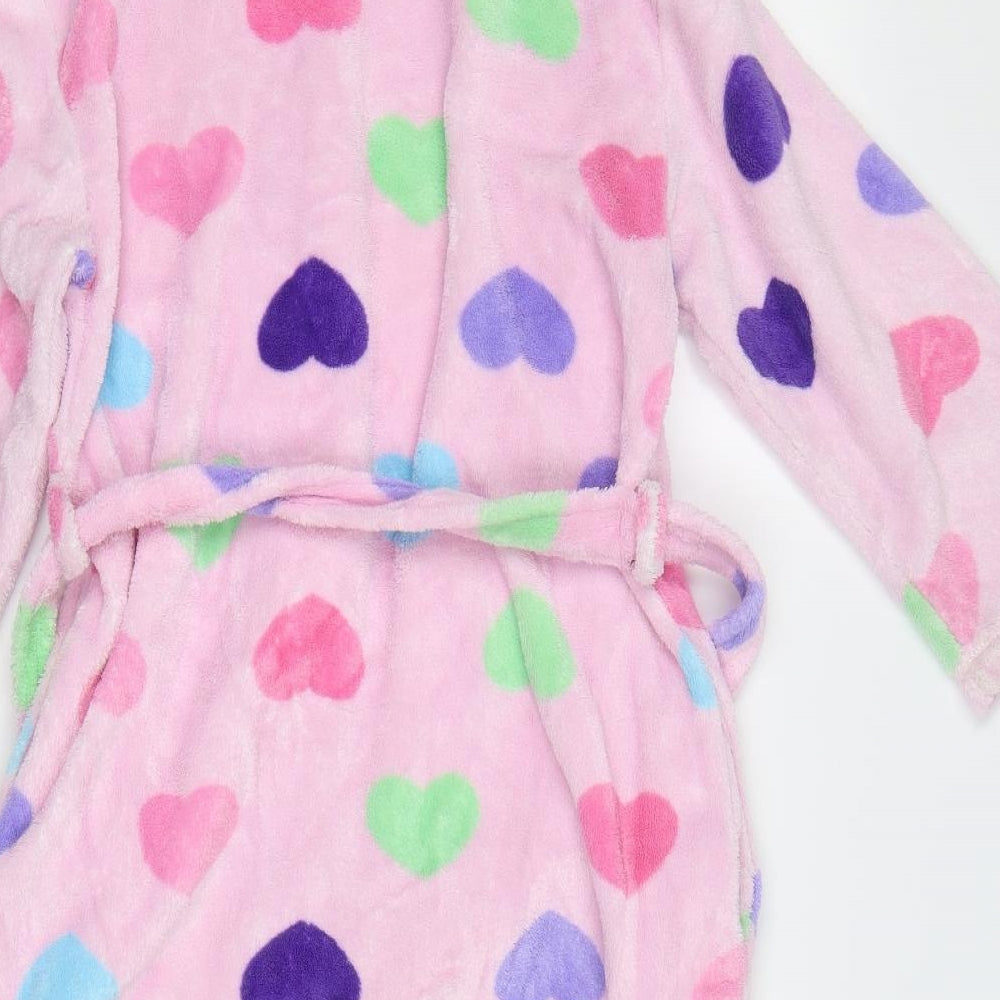 Primark Girls Pink Geometric  Kimono Robe Size 7-8 Years  - Hearts