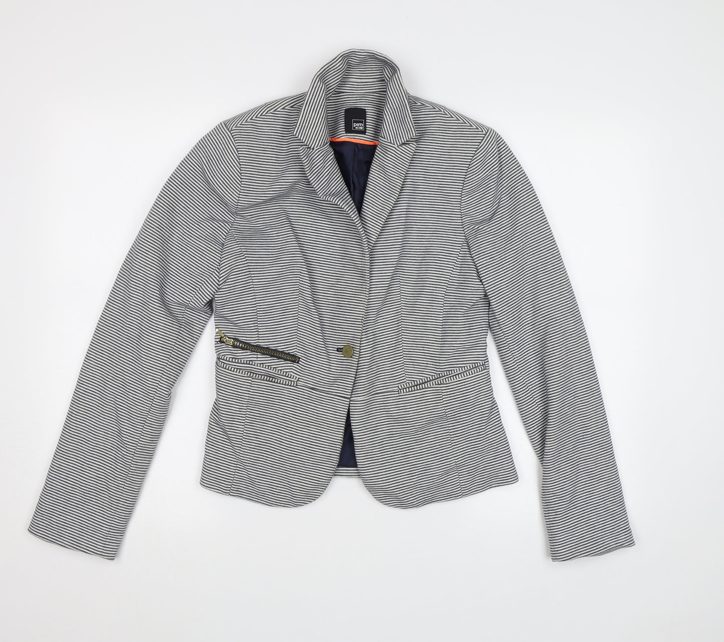 Pimkie Womens Blue Striped  Jacket Blazer Size 12