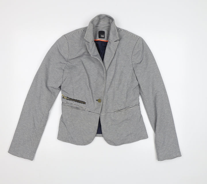 Pimkie Womens Blue Striped  Jacket Blazer Size 12