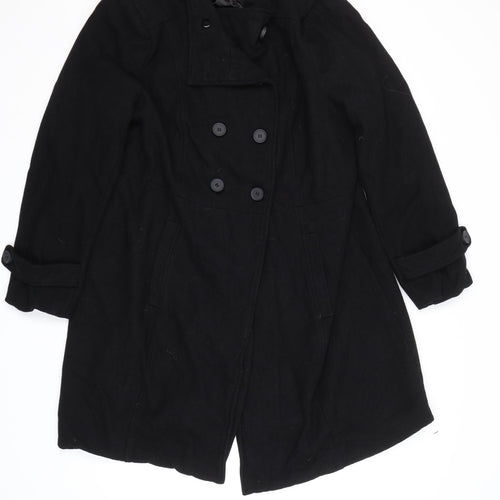 Happy Holly Womens Black   Pea Coat Coat Size L