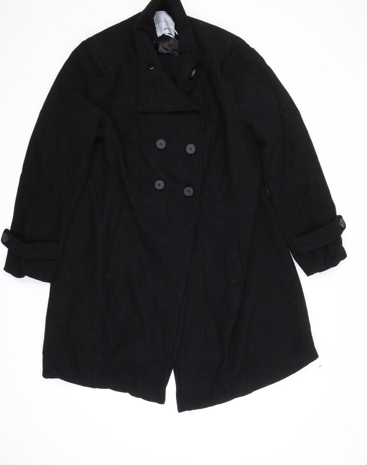 Happy Holly Womens Black Pea Coat Coat Size L