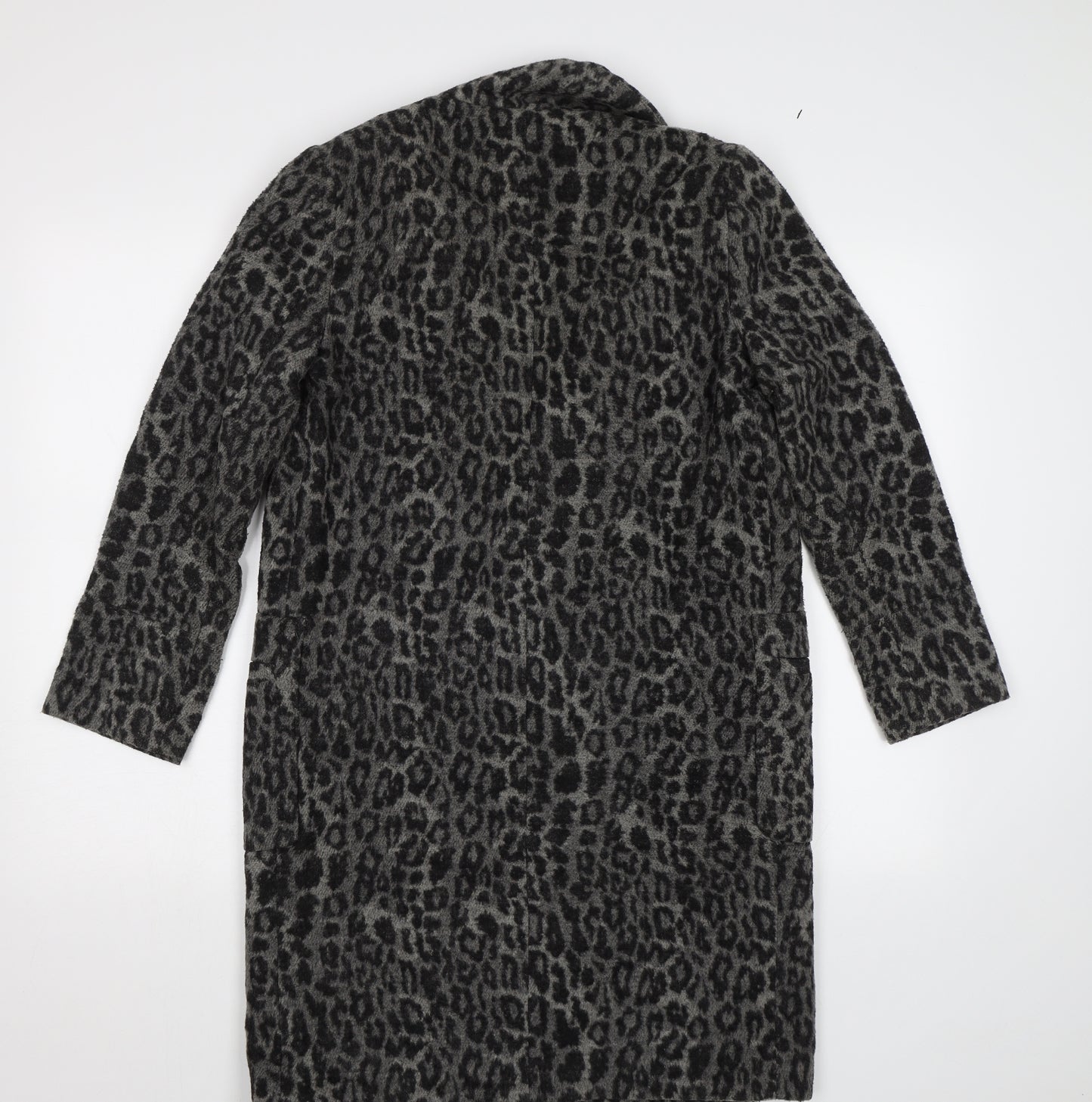 New Look Womens Grey Animal Print  Overcoat Coat Size 8