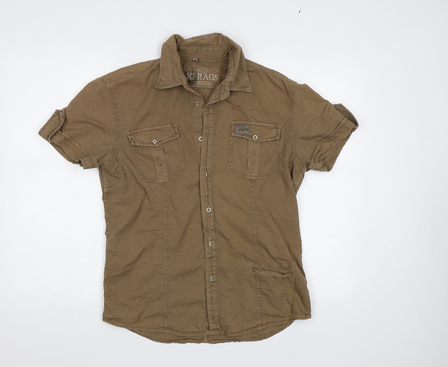 JC Rags Mens Brown    Button-Up Size S
