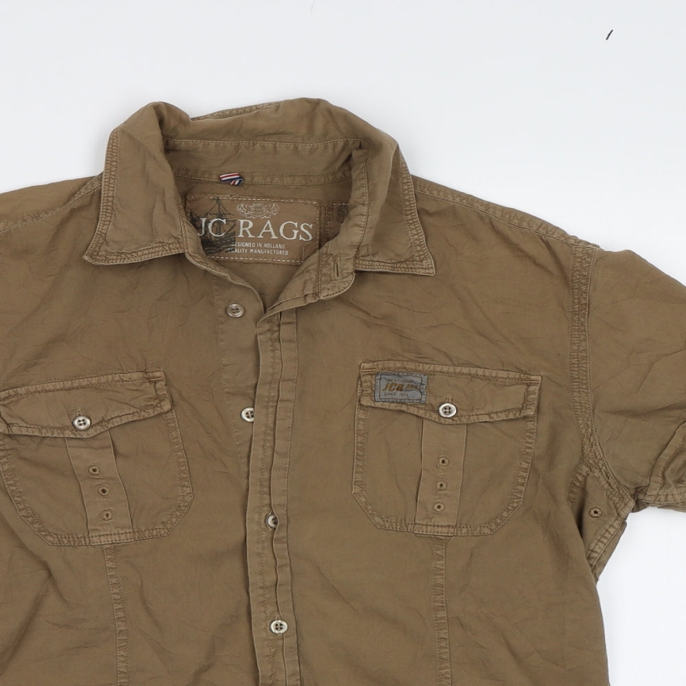 JC Rags Mens Brown    Button-Up Size S