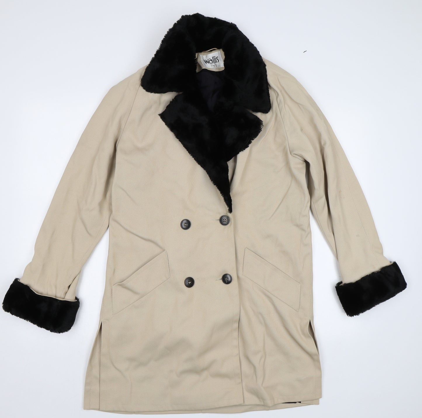 Wallis Womens Beige   Overcoat Coat Size 8