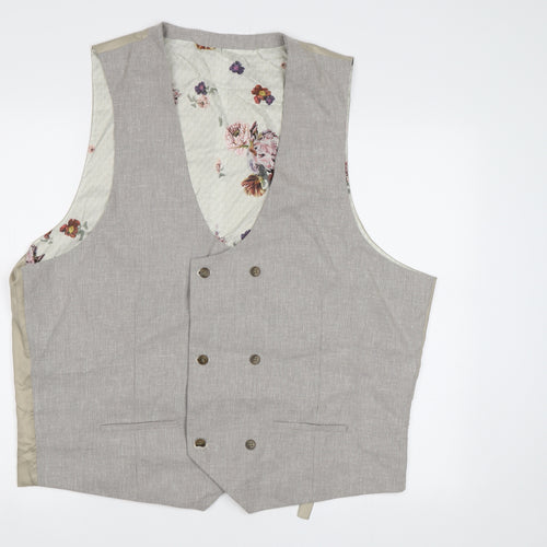 River Island Mens Beige Floral  Jacket Suit Waistcoat Size 50