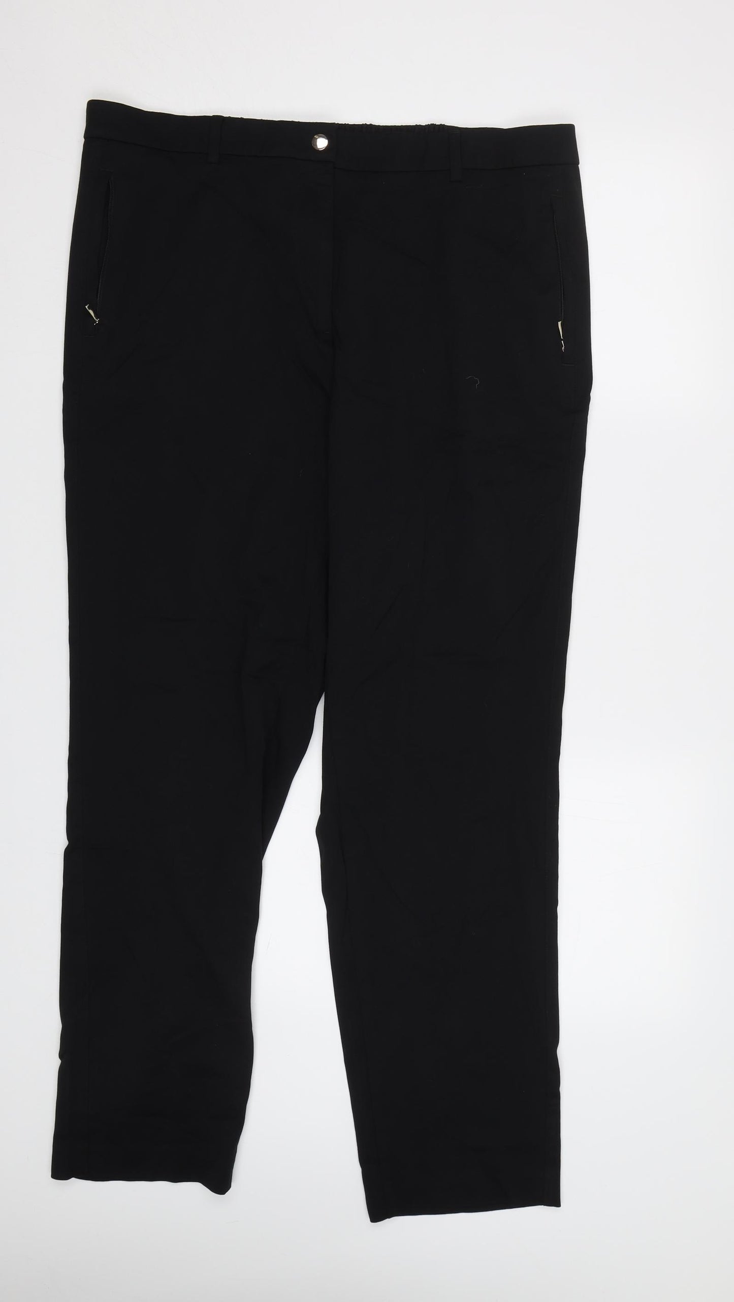M&S Womens Black   Dress Pants Trousers Size 18 L31 in - Elastic Waist Band