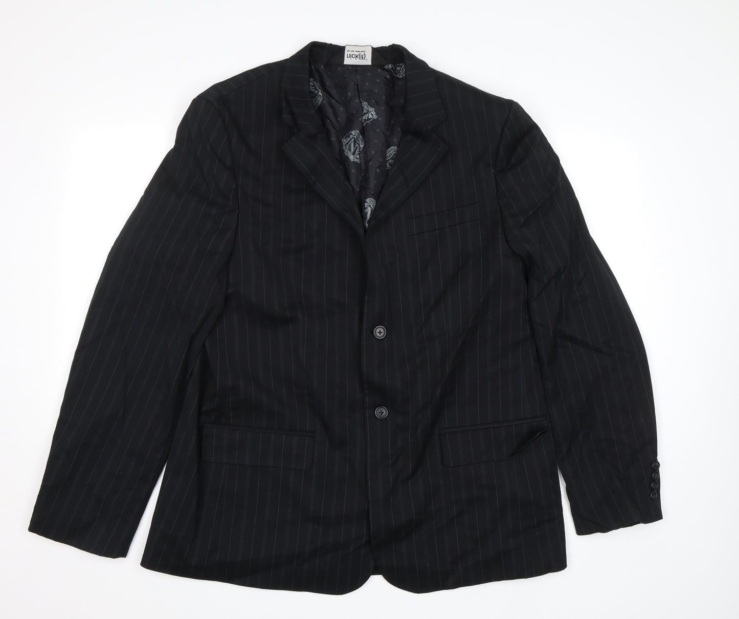 Nick(it) Mens Black Striped  Jacket Blazer Size L