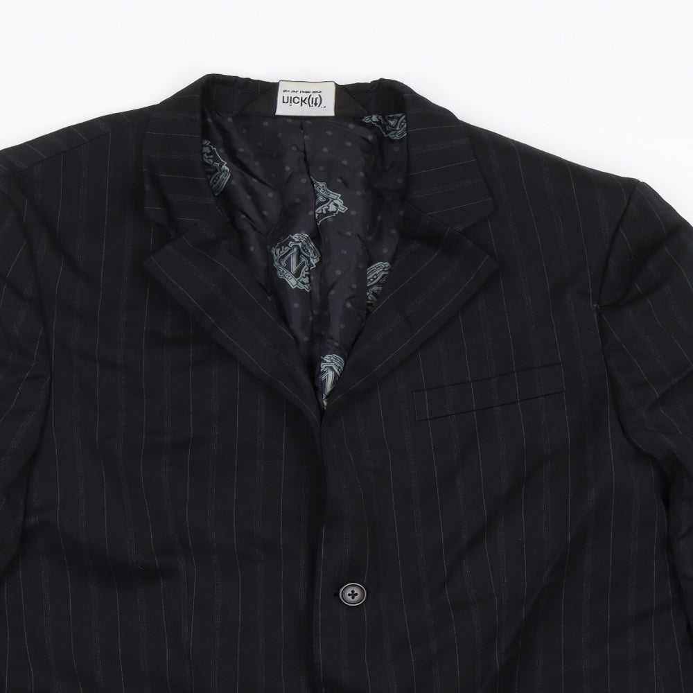 Nick(it) Mens Black Striped  Jacket Blazer Size L