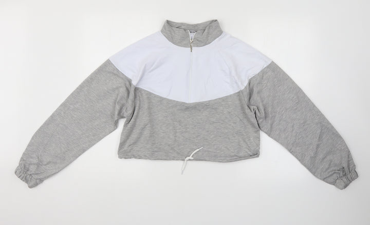 Boohoo Womens Grey Pullover Sweatshirt Size S - cropped