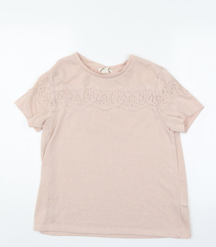 H&M Womens Ivory Floral  Jersey Blouse Size M