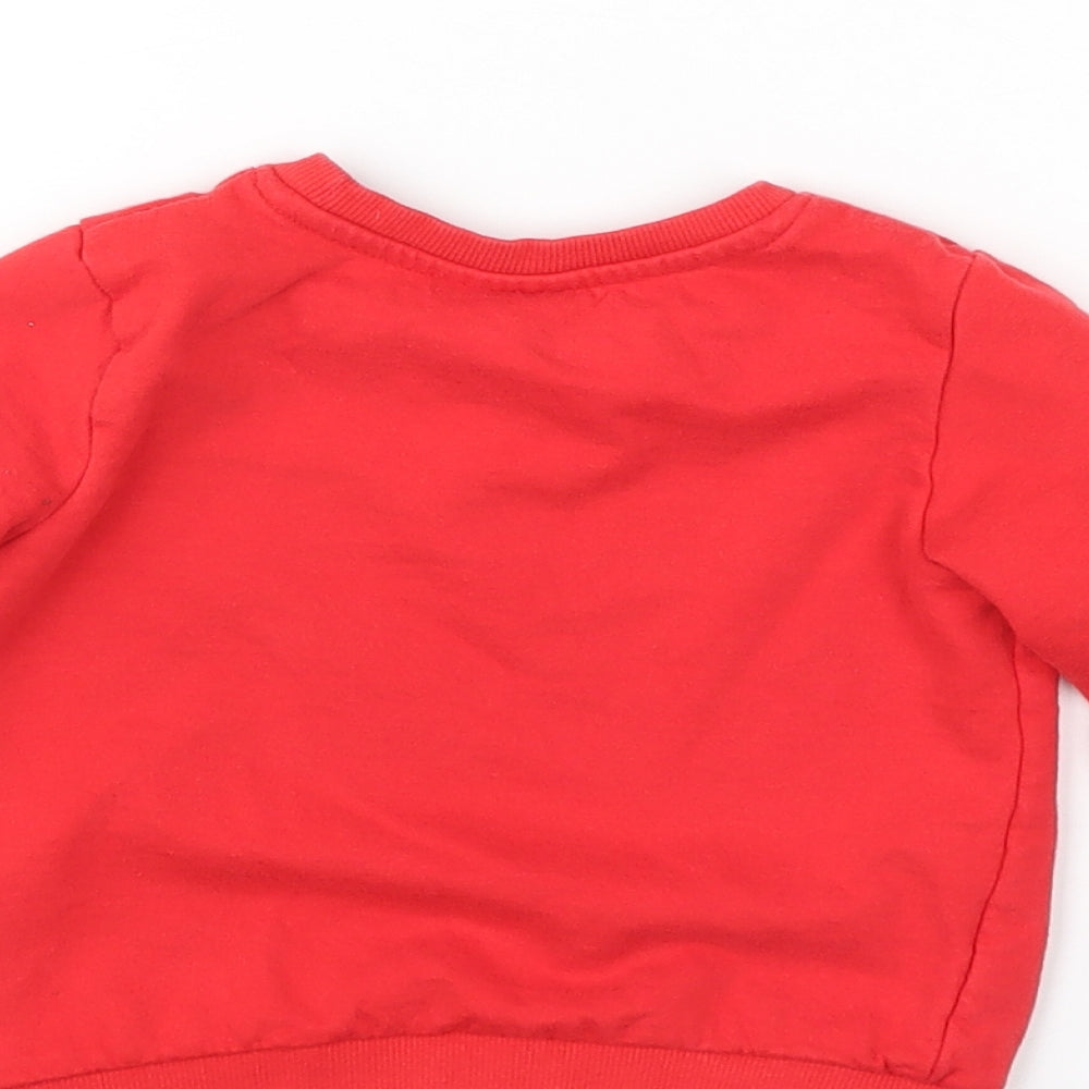 So cute Girls Red   Pullover Jumper Size 12-18 Months  - christmas jumper