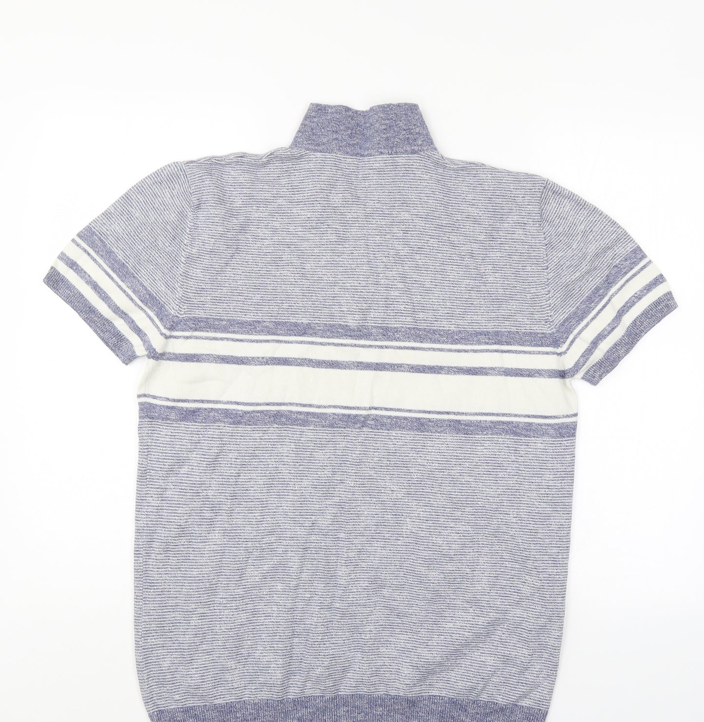 George Mens Blue Striped   Polo Size L