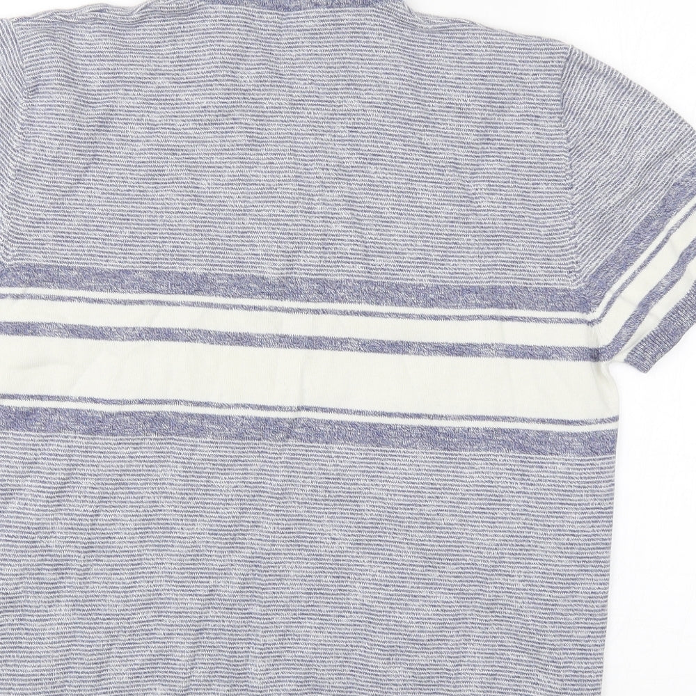 George Mens Blue Striped   Polo Size L
