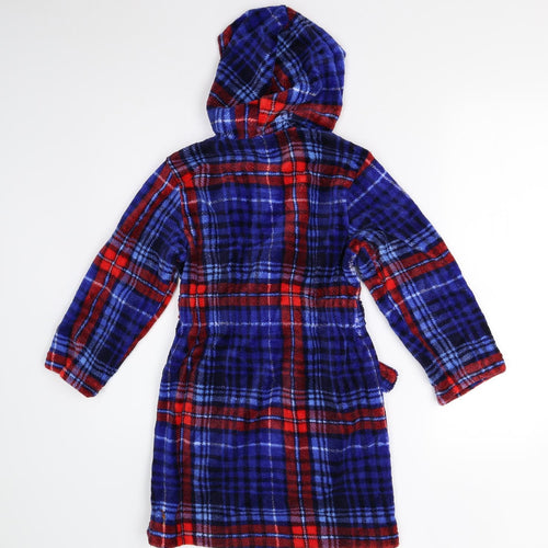 George Boys Blue Check Fleece  Gown Size 7-8 Years