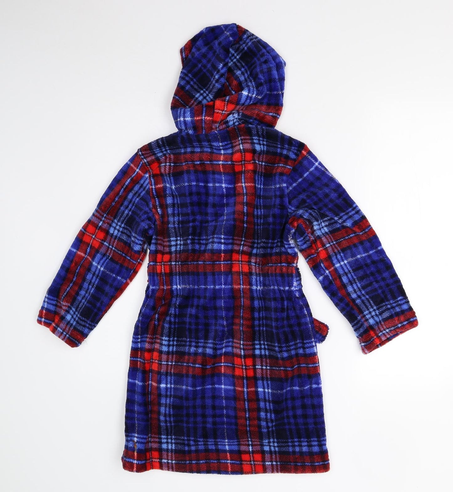 George Boys Blue Check Fleece  Gown Size 7-8 Years