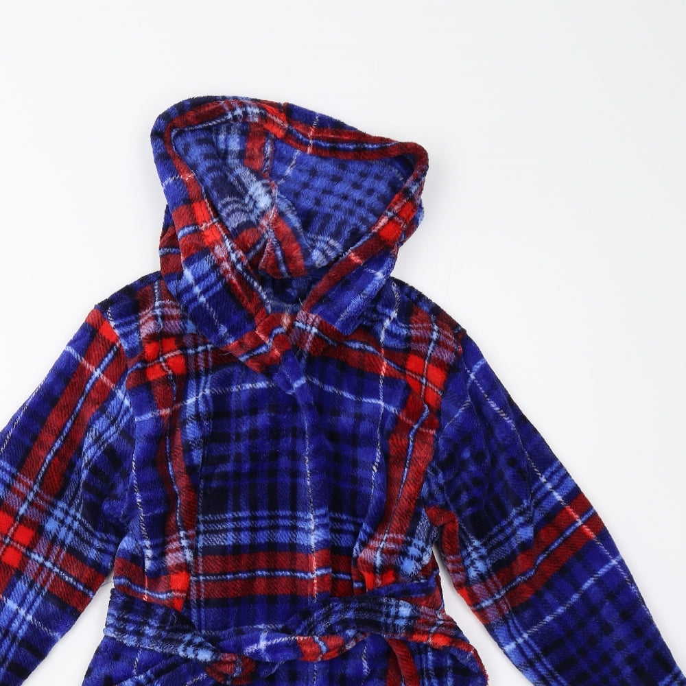 George Boys Blue Check Fleece  Gown Size 7-8 Years