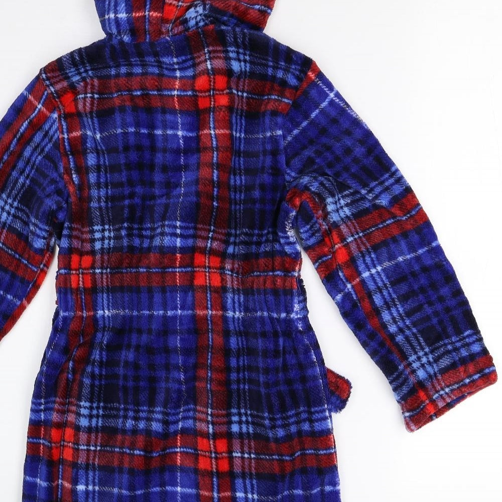 George Boys Blue Check Fleece  Gown Size 7-8 Years