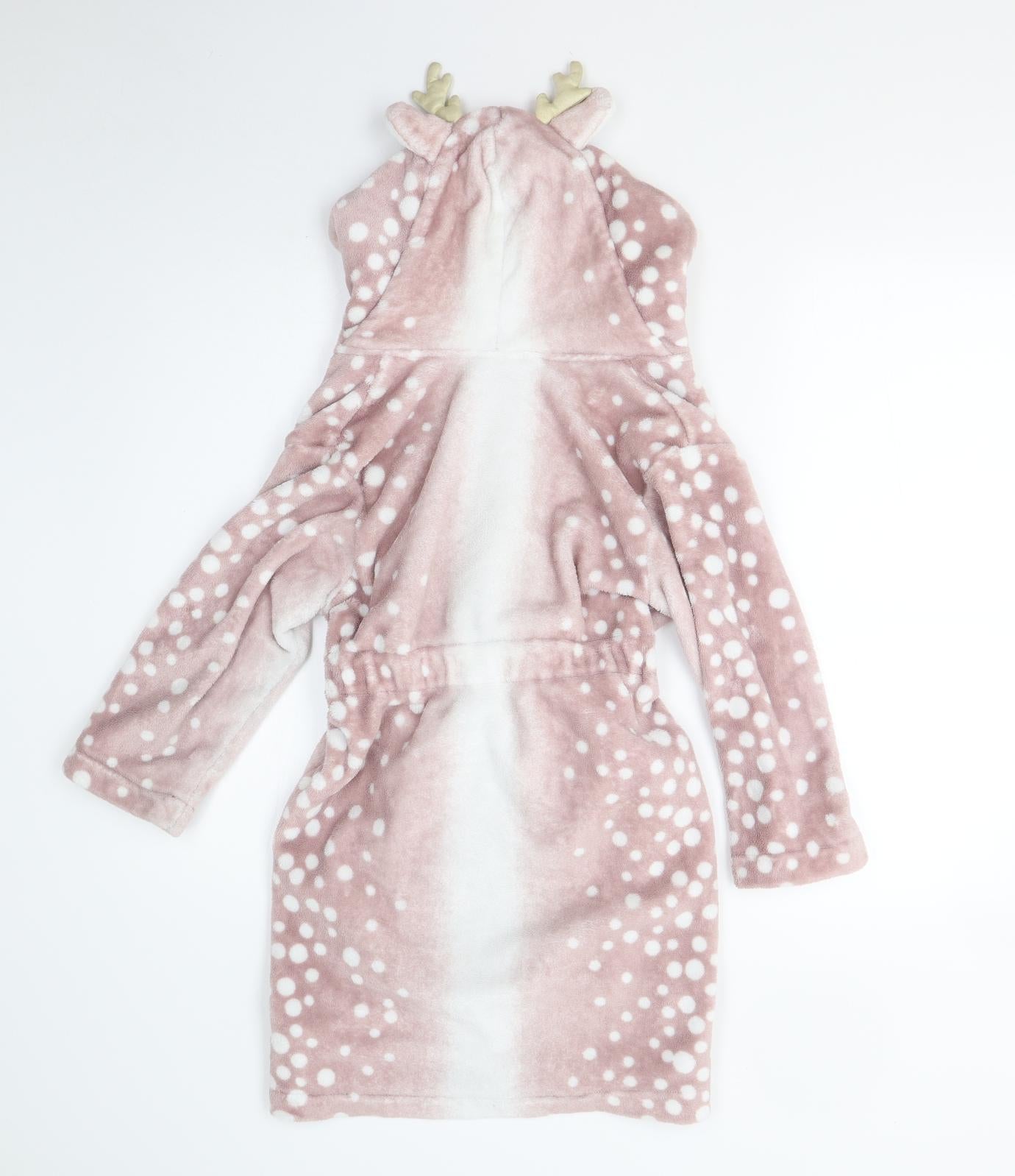 George Girls Pink Polka Dot Fleece  Gown Size 6-7 Years  - Faun