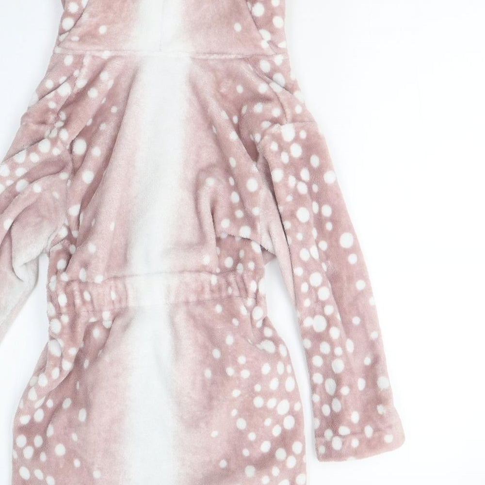 George Girls Pink Polka Dot Fleece  Gown Size 6-7 Years  - Faun