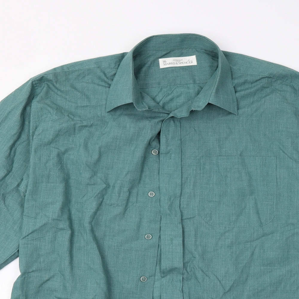M&S Mens Green    Button-Up Size 16