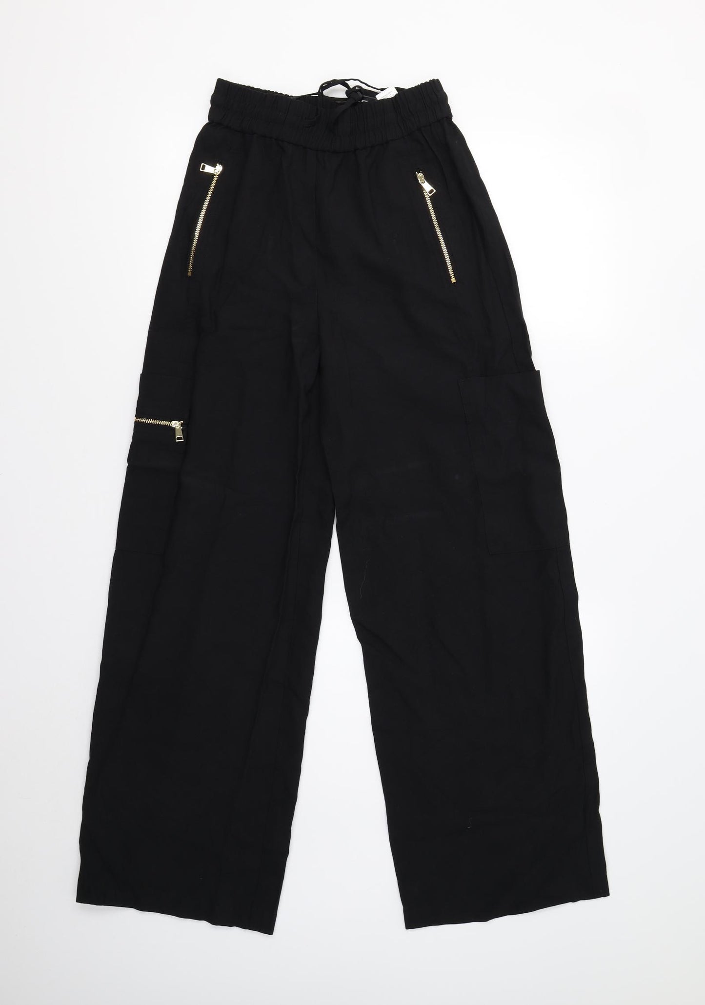 M&S Womens Black   Cargo Trousers Size 6 L29 in