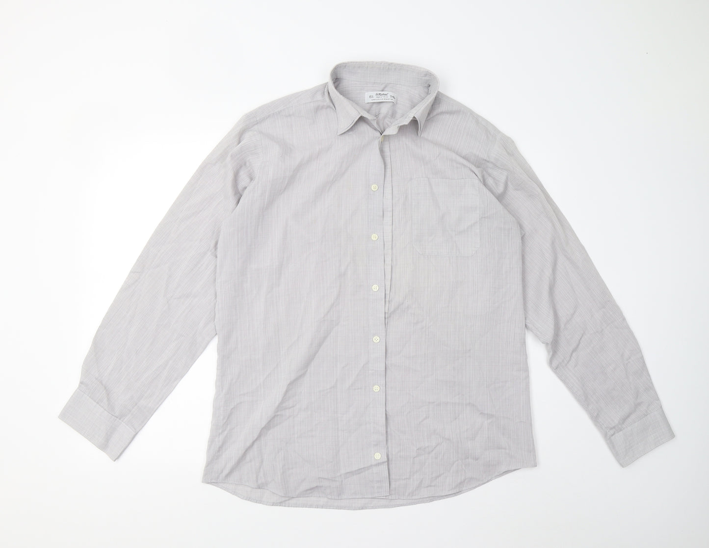 M&S Mens Grey    Button-Up Size 15.5