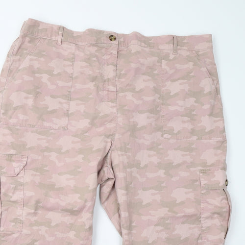 M&S Womens Pink Camouflage  Cargo Shorts Size 24