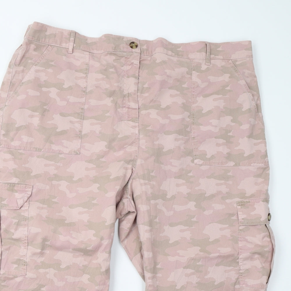 M&S Womens Pink Camouflage  Cargo Shorts Size 24