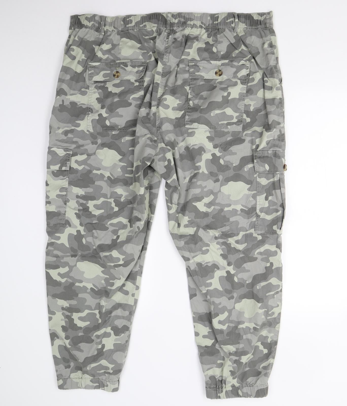 M&S Mens Green Camouflage  Cargo Trousers Size 24 L26 in