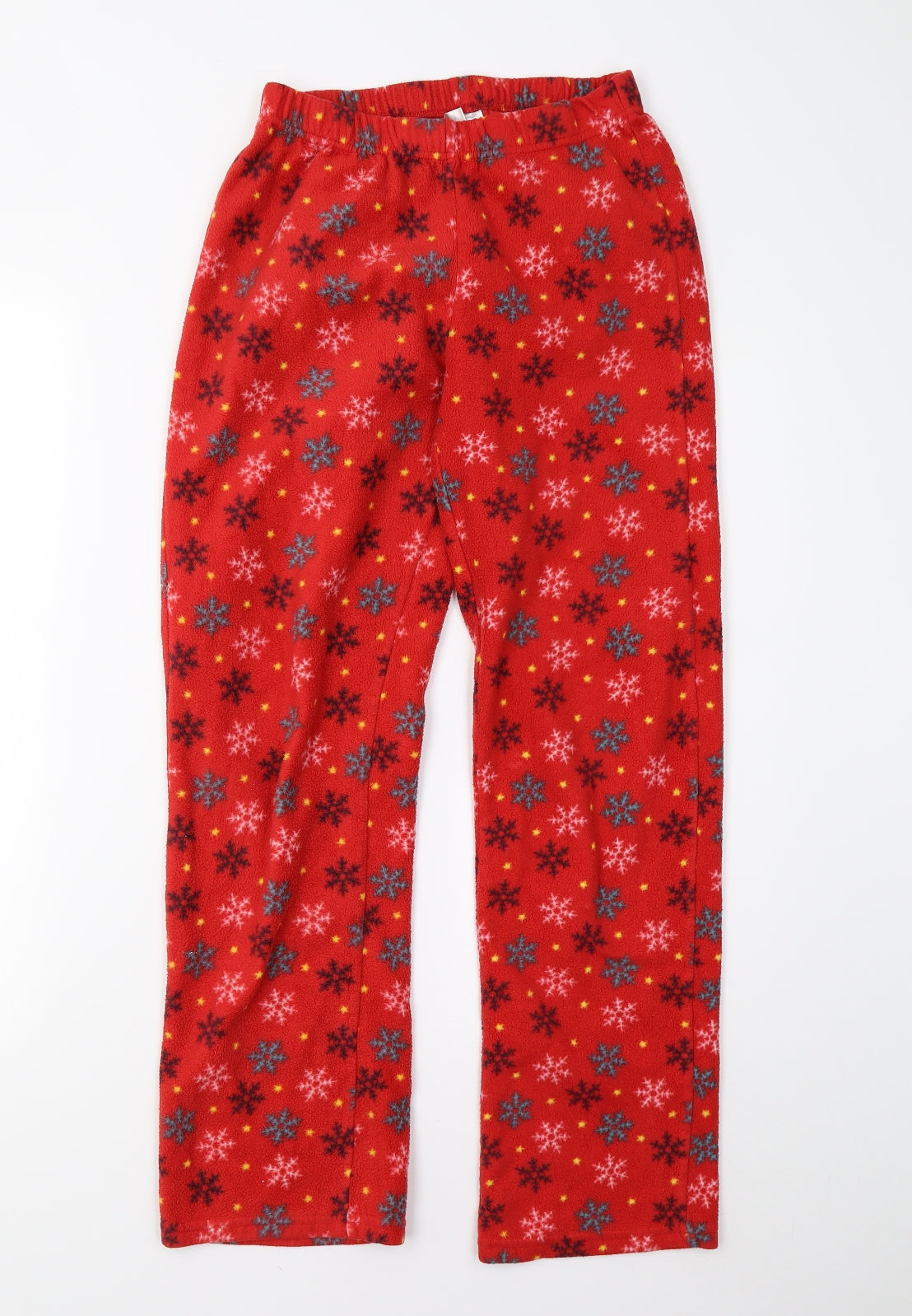 Me To You Womens Red Solid Fleece  Pyjama Pants Size 8  - Snow Flakes