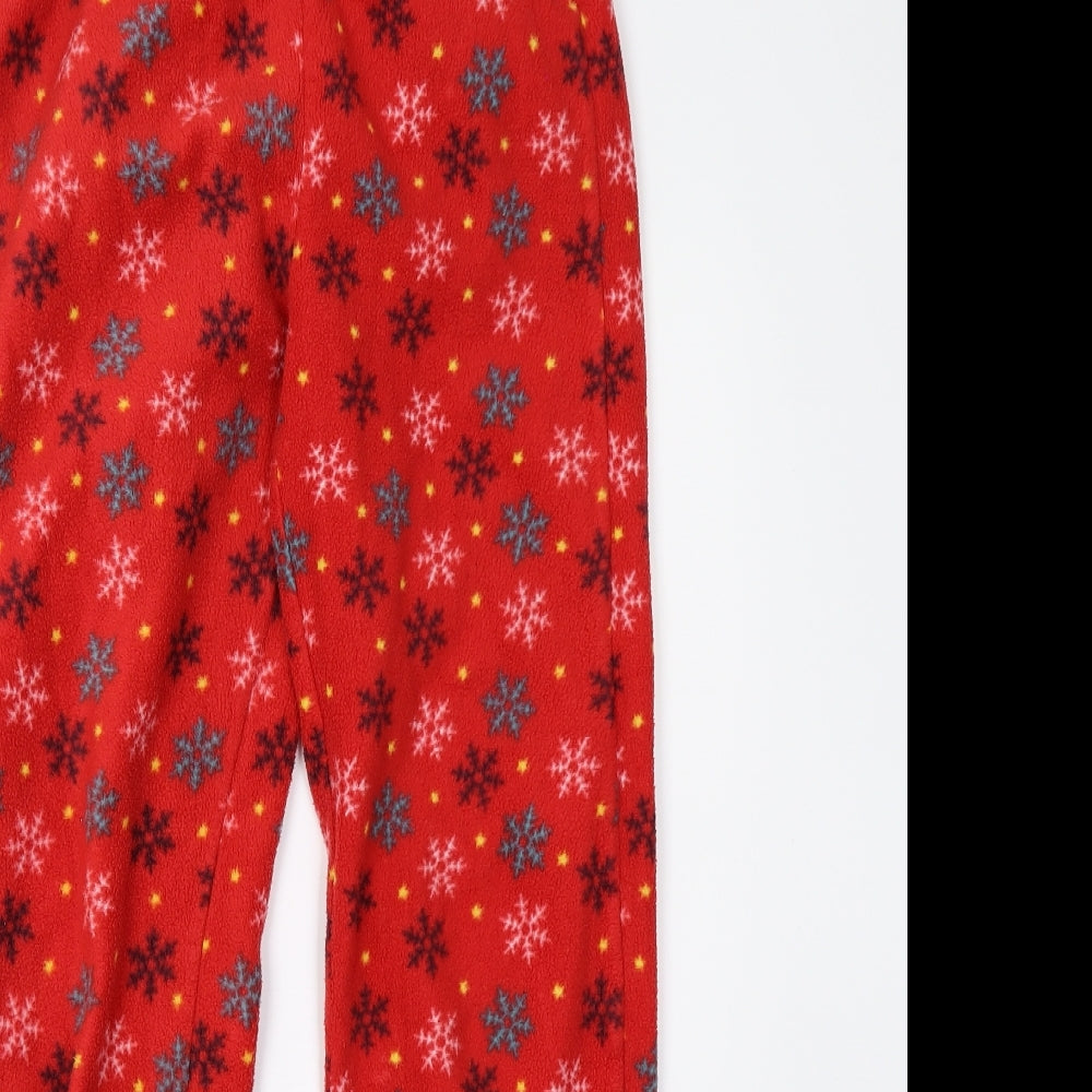 Me To You Womens Red Solid Fleece  Pyjama Pants Size 8  - Snow Flakes