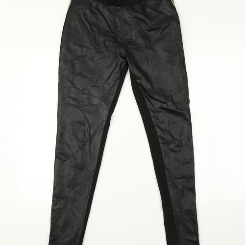 Spirit Womens Black Striped   Leggings Size M L31 in