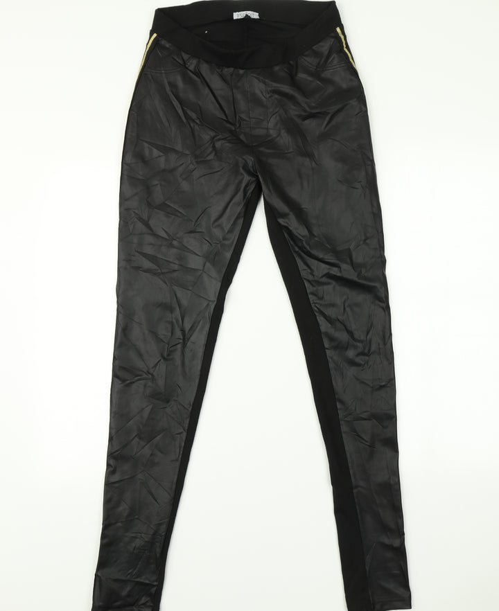 Spirit Womens Black Striped   Leggings Size M L31 in