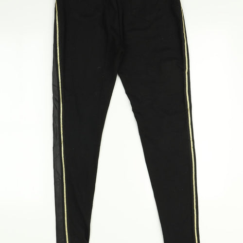 Spirit Womens Black Striped   Leggings Size M L31 in