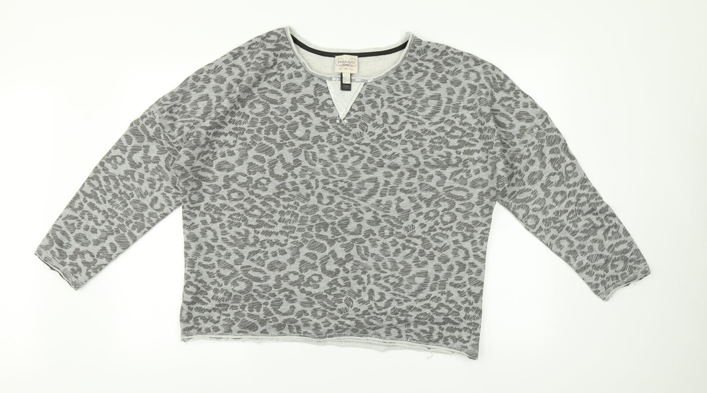 Mango Womens Grey Animal Print   T-Shirt Size 12