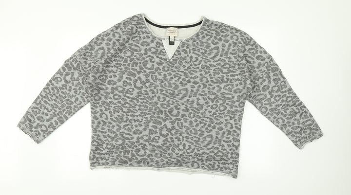 Mango Womens Grey Animal Print   T-Shirt Size 12